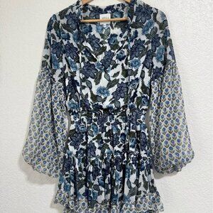 Misa Los Angeles Elisabetta Dress Blue / Green Floral Size Small